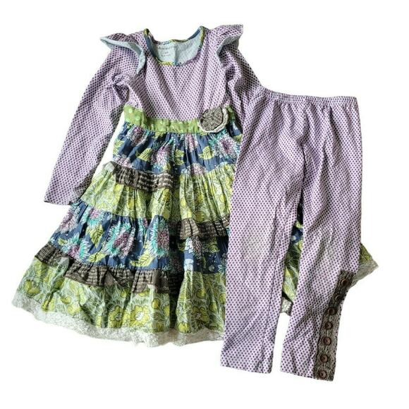 Mustard Pie Emerald Dance Dress + Leggings - Picture 1 of 12